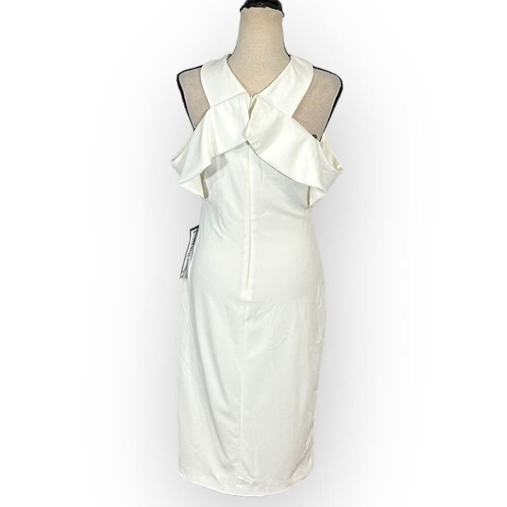 Rachel Rachel Roy Halter Sheath Dress Women's Large White Cold Shoulder NWT - Picture 3 of 8